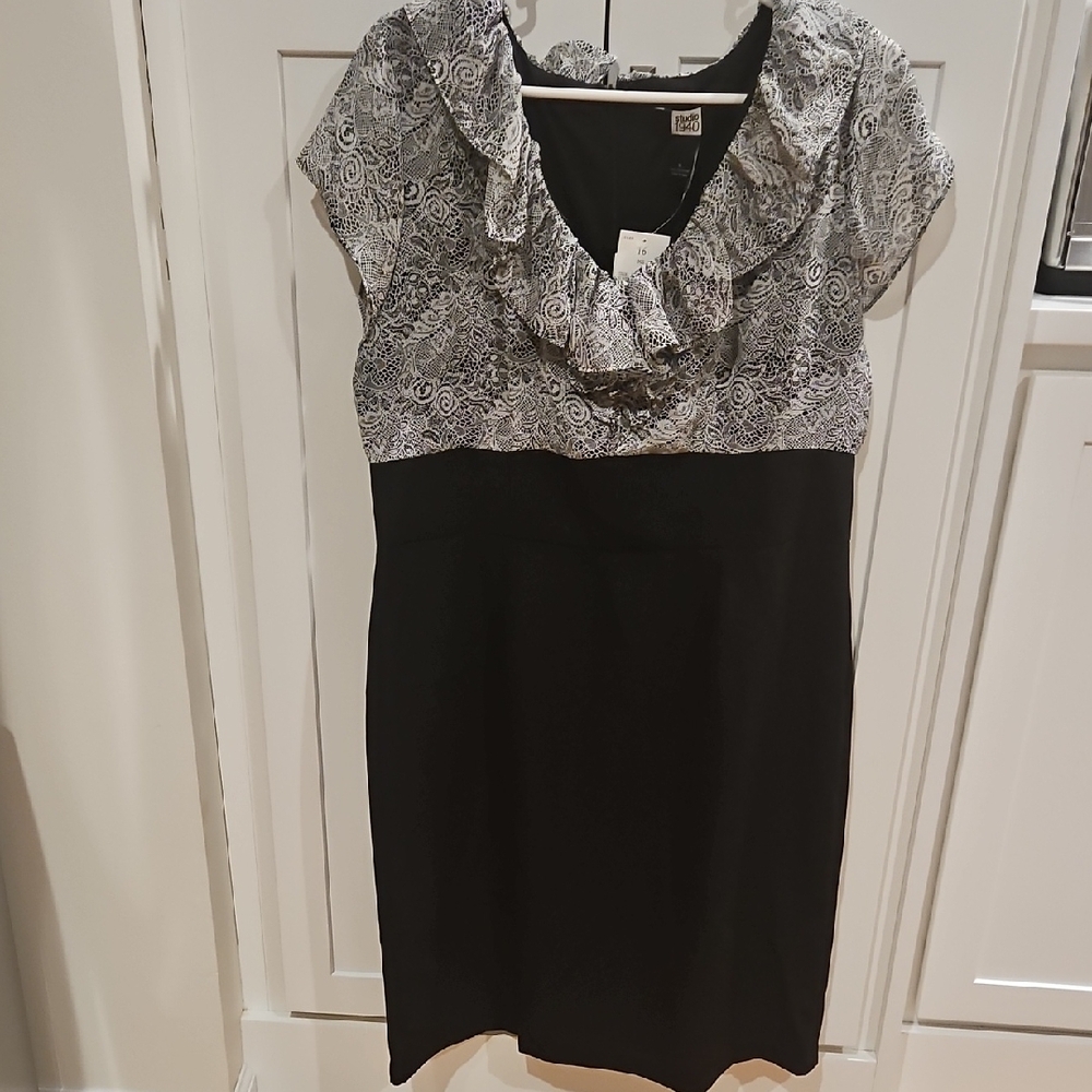 New With Tag Elegant Black and White Patterned Dress